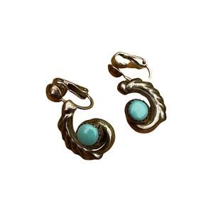 Sterling Silver Turquoise Gemstone Clip On Earrings